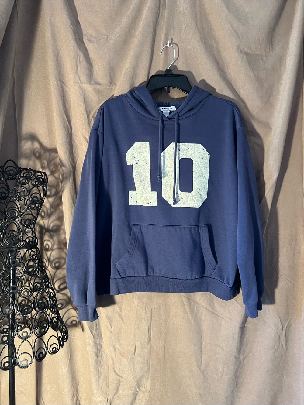 Mens Navy Blue Pullover Hoodie with '10' Front Graphic 2026-6